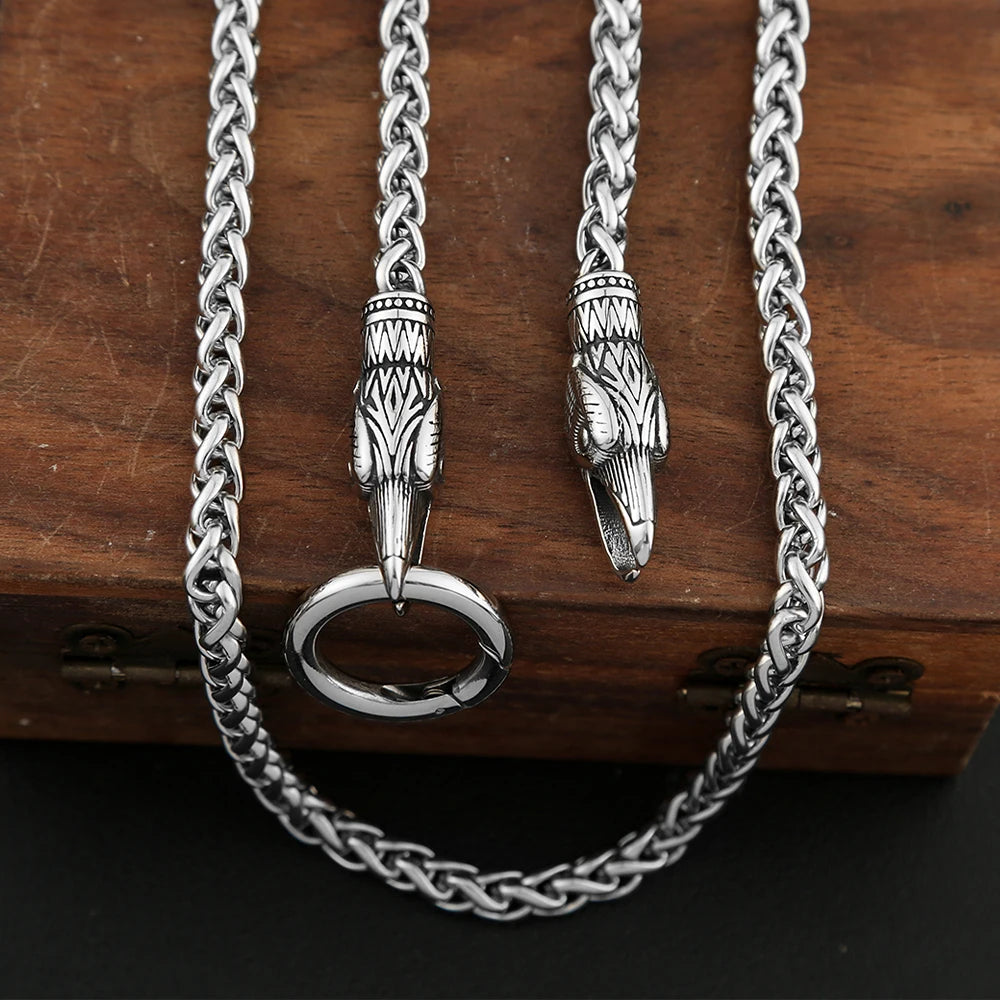 Wolf Head Chain Necklace — Silver