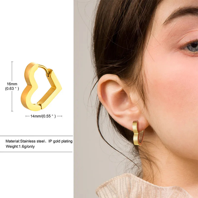 Geometric Octagon Hoop Earrings — Stainless Steel