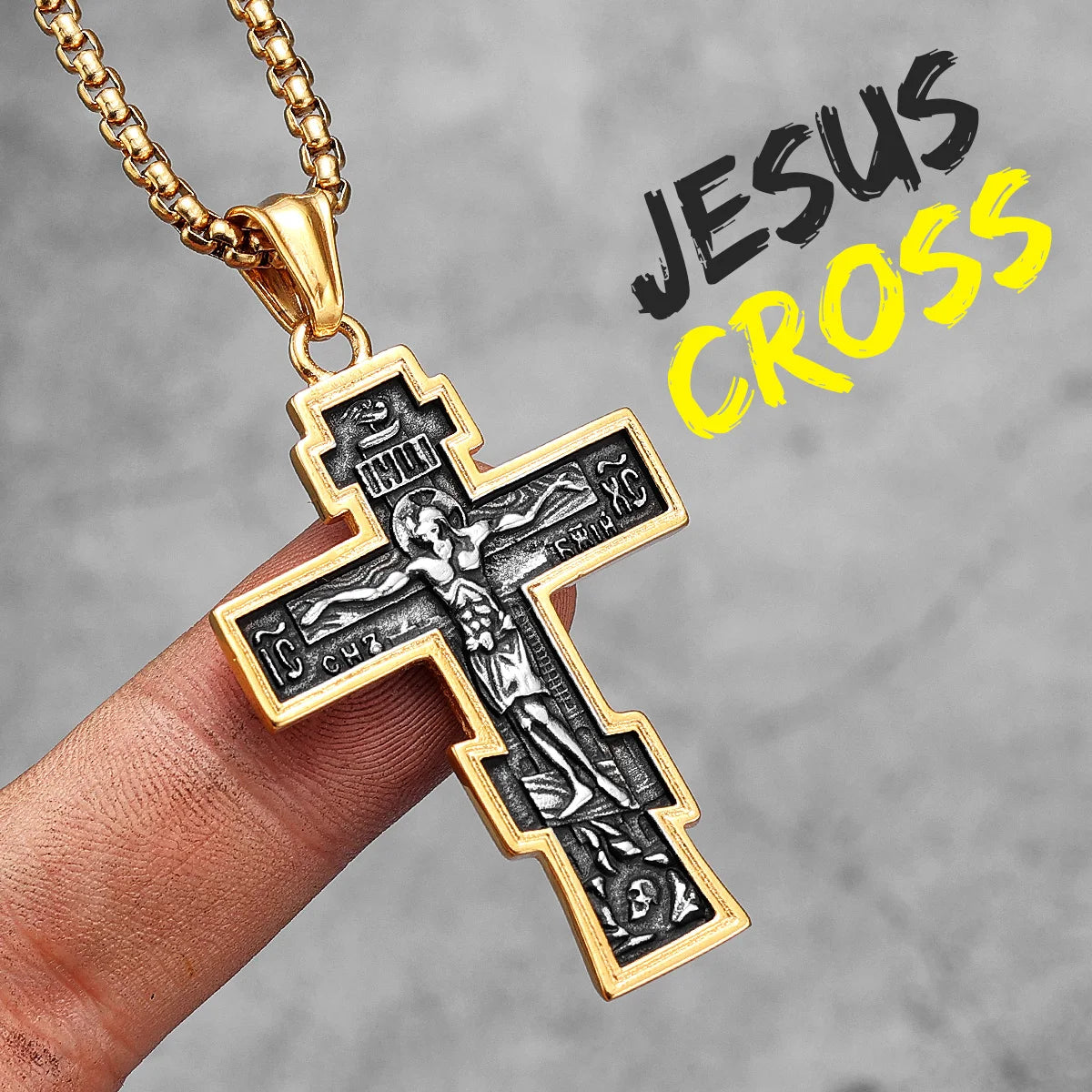 INRI Jesus Cross Pendant Necklace — Stainless Steel