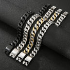 Polished Brushed Stainless Steel Cuban Chain Bracelet for Men Black Gold Color Nickel-Free Jewelry18-24CM Length Gift