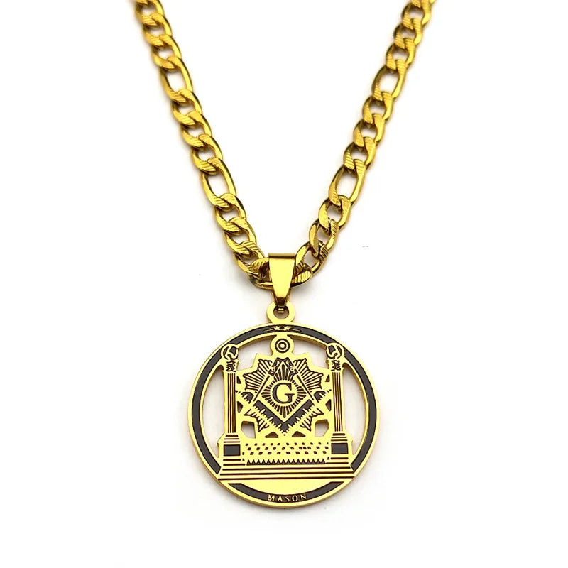 Masonic Silver Pendant Necklace — Stainless Steel