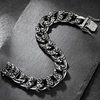 Men's Cast 316l Stainless Steel Skull Link Bracelet Man Punk Gothic Skeleton Head Wristband Biker Rock Chain Jewelry