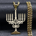 Jewish Menorah Star of David Pendant — SS