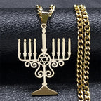 Jewish Menorah Star of David Pendant — SS