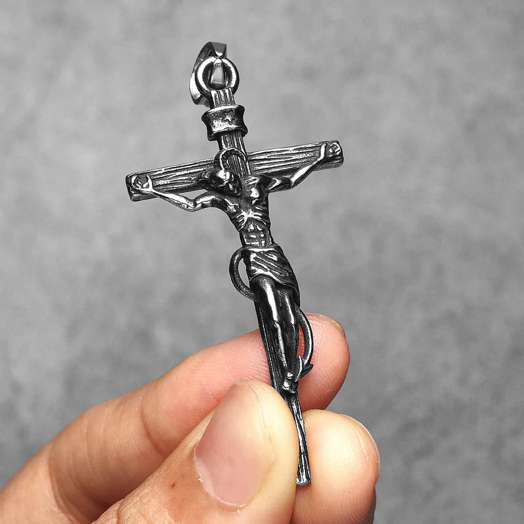 Cross Demon Pendant Necklace Stainless Steel