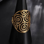 Stainless Steel Adjustable Triskele Rings Celtic Knot Spiral Amulet Rings for Women Triskelion Irish Jewelry Christmas