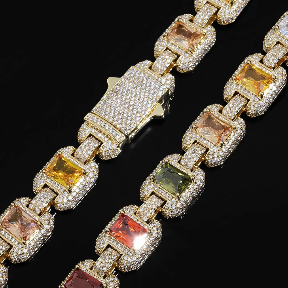 Iced Out Cuban Chain Necklace Stainless Steel 12MM