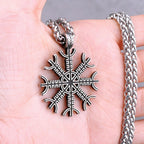 Odin Rune Vegvisir Pendant Necklace — Stainless Steel