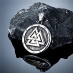 Norse Mythology Valknut Vikings Shield Necklaces Men's Vintage Nordic Runes Amulet Pendant Stainless Steel Scandinavian Jewelry