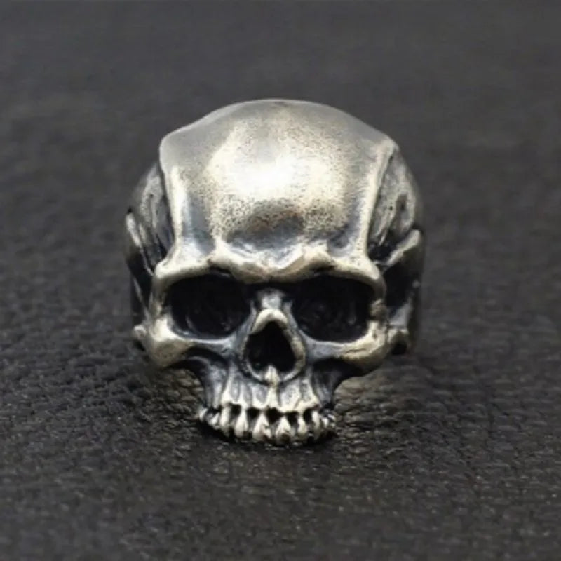 BOCAI New Punk Rock Skull Ring for Man Real S925 Silver Handmade Retro Personality Domineering Tough Guy Jewelry Accessory