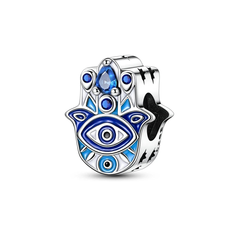 Devil's Eye Cross Charm Pendant — Silver