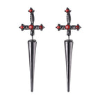 Black Cross Studs Sword Earrings