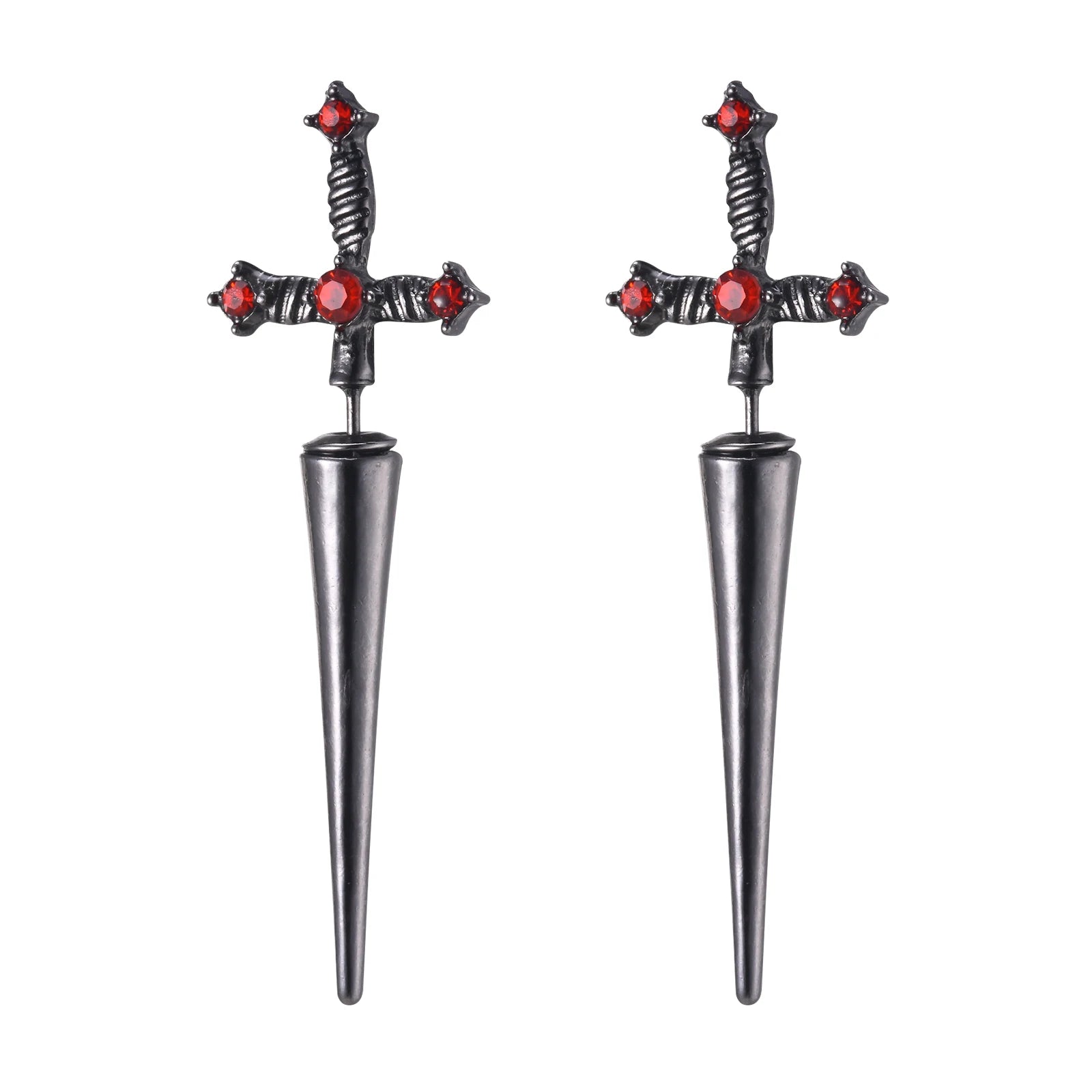Black Cross Studs Sword Earrings