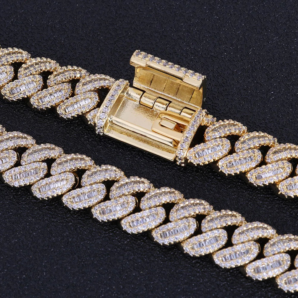 Iced Out Cuban Chain Necklace Stainless Steel 12MM