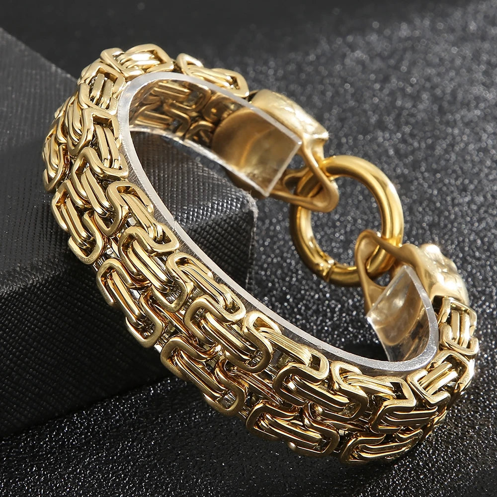 Gothic Skull Bracelet For Man 316L Stainless Steel Skeleton Charm Double Link Chain Men's Bracelets Male Cool On Hand