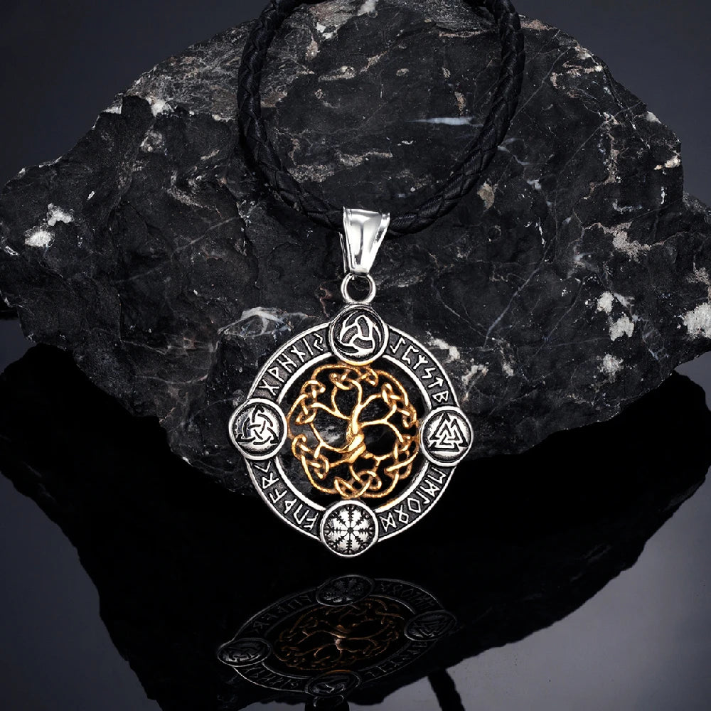 Norse Life Tree Pendant Necklace — Gold-Tone