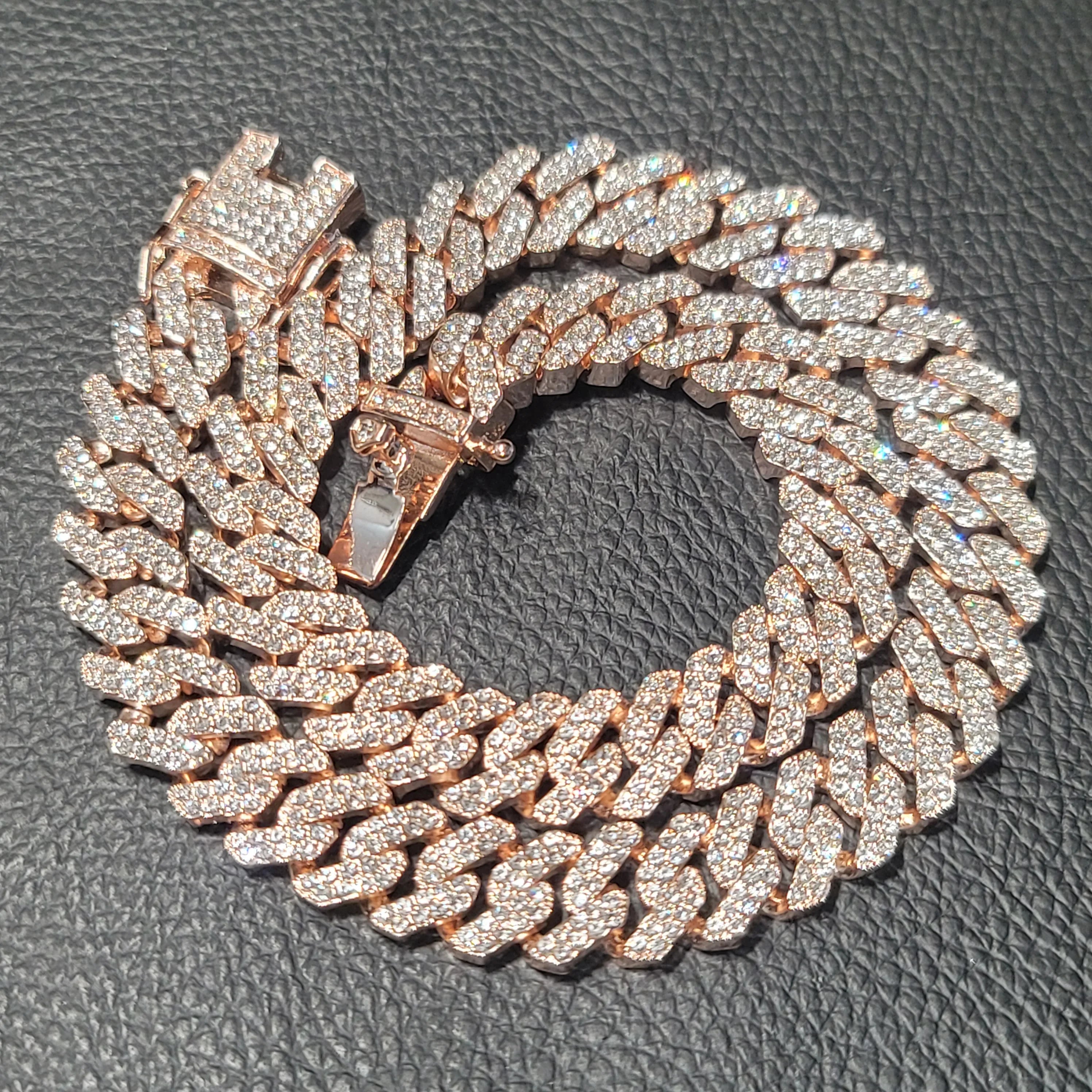 Fashion Hip Hop Miami Cuban Necklace Chain Full Diamonds 9mm 12mm 15mm 20mm 24mm Pendant Chains Long Buckle Closure Jewelry Gift