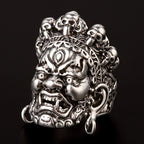 Retro Mahakala Large Ring For Men Street Punk Gothic Rock Hiphop Adjustable Open Ring Jewelry Biker Accessories Gift