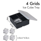 Ice Cube Tray Silicone Ice Ball Freezer Mold Square Ice Cube Maker with Lid 4/6/8 Grids for Whiskey Cocktail Coffee