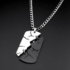 Hip Hop Two-tone Split Cracked Dog Tag Movable Starburst Cross Pendant Necklace for Men Stainless Steel Amulet Chain Jewery