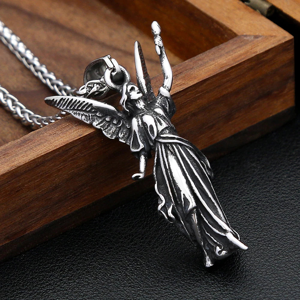 Angel Wings Steel Pendant Statue Liberty 316L
