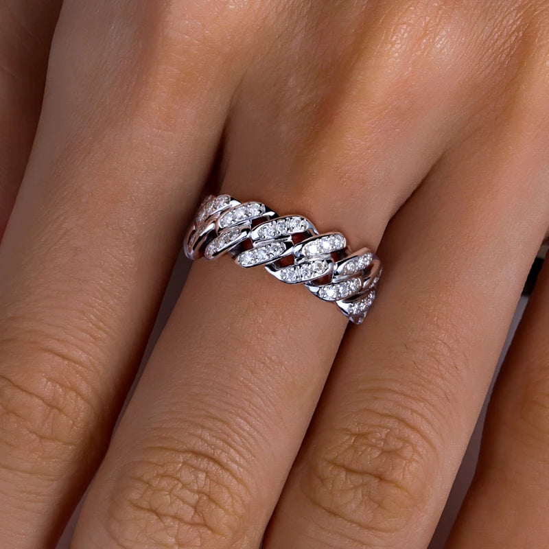 Iced Out Cuban Ring — 925 Silver