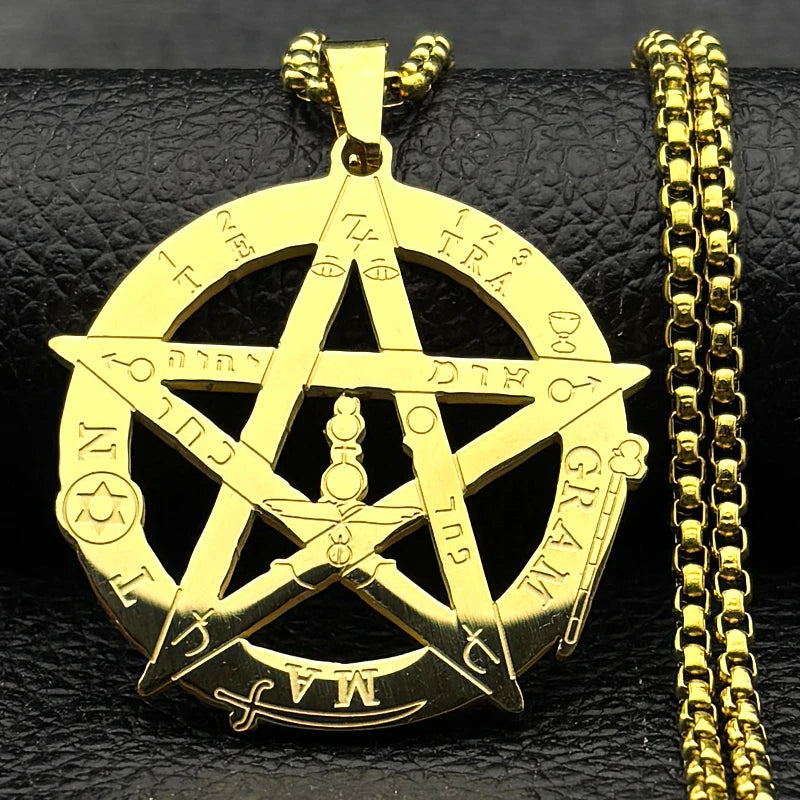 Solomon Pentagram Gold Pendant Necklace