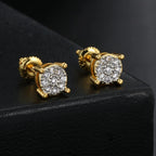 Iced Out Round Zircon Earrings — Gold