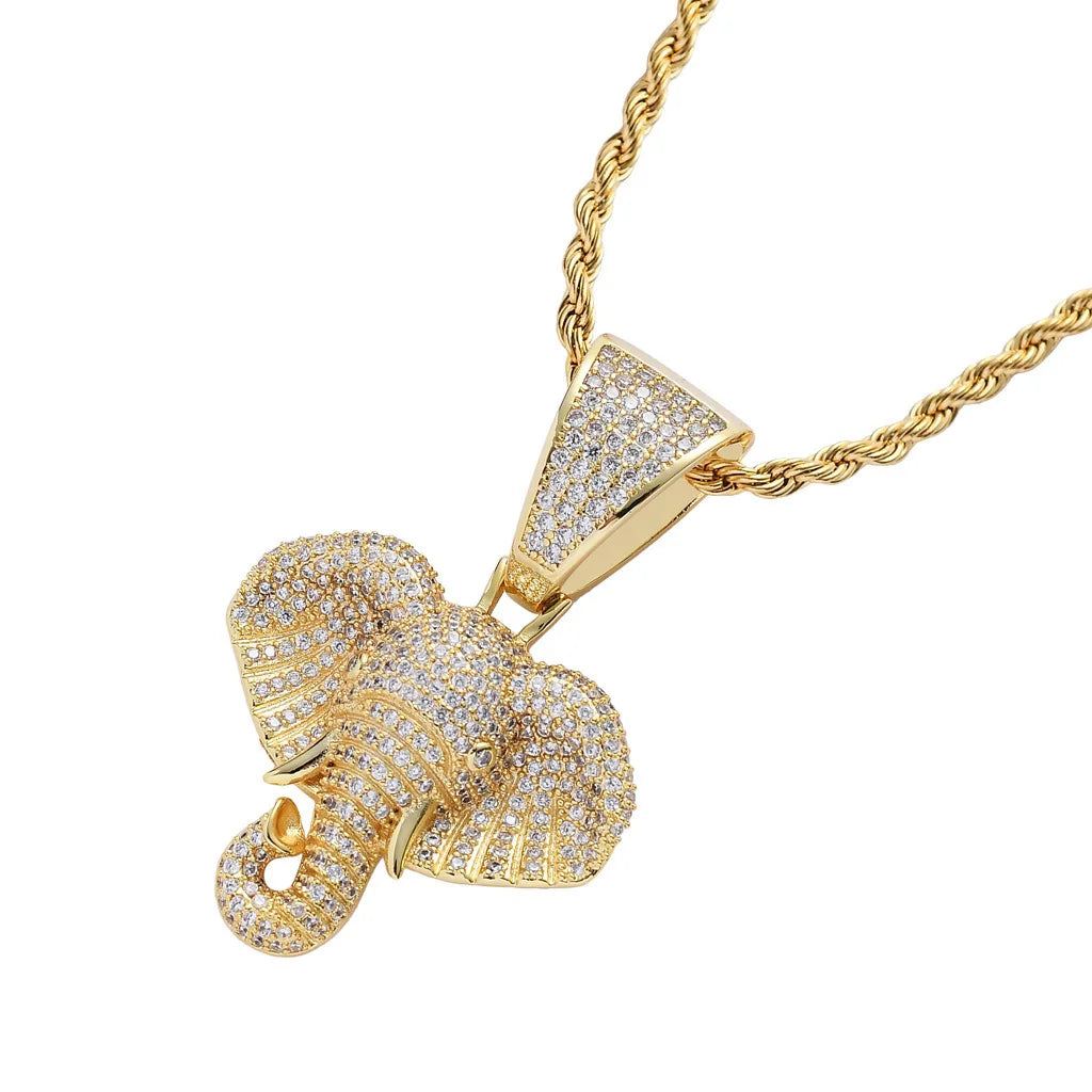 Gold Elephant Pendant Necklace Statement