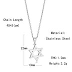 Star of David Heart Pendant Necklace — Stainless Steel