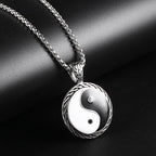 Stainless Steel Yin Yang Taichi Pendant Necklace Fashion Chinese Taoism Jewelry Man Gift For Him With Chain