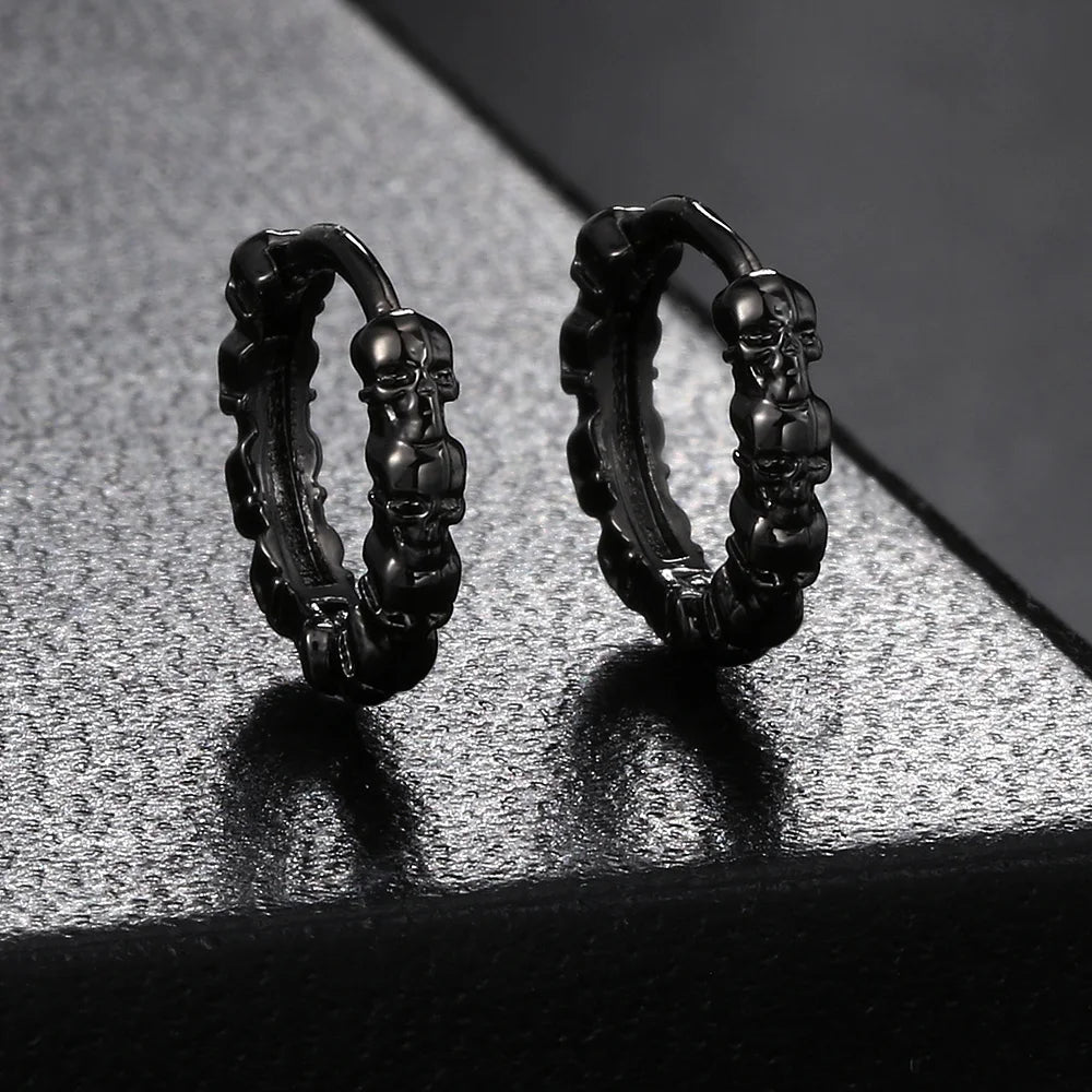Silver Skull Hoop Earrings Statement