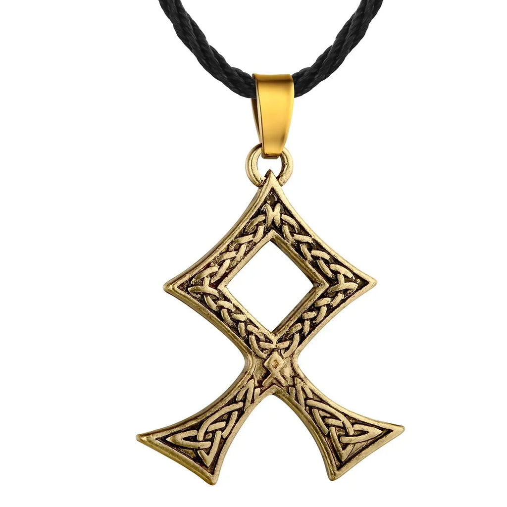 Viking Rune Algiz Pendant Necklace — Zinc Alloy