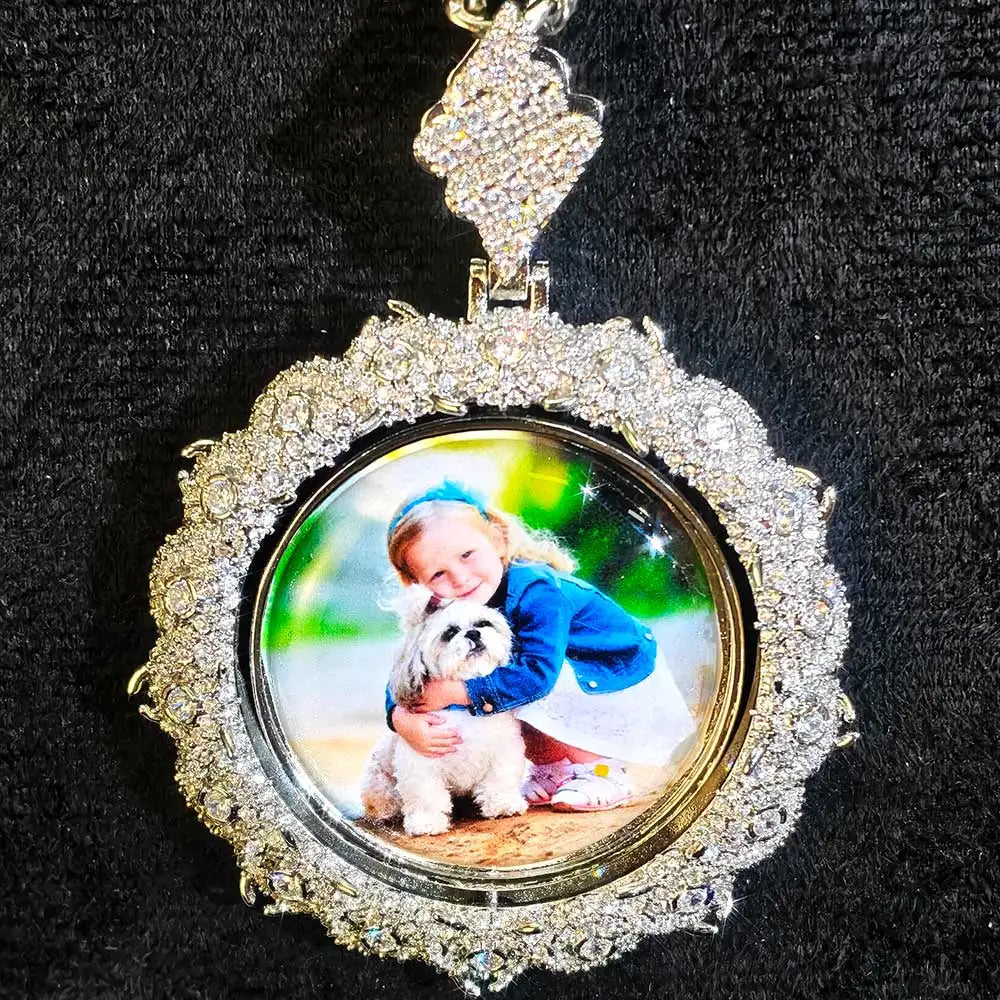 Statement Photo Pendant Necklace Rotating