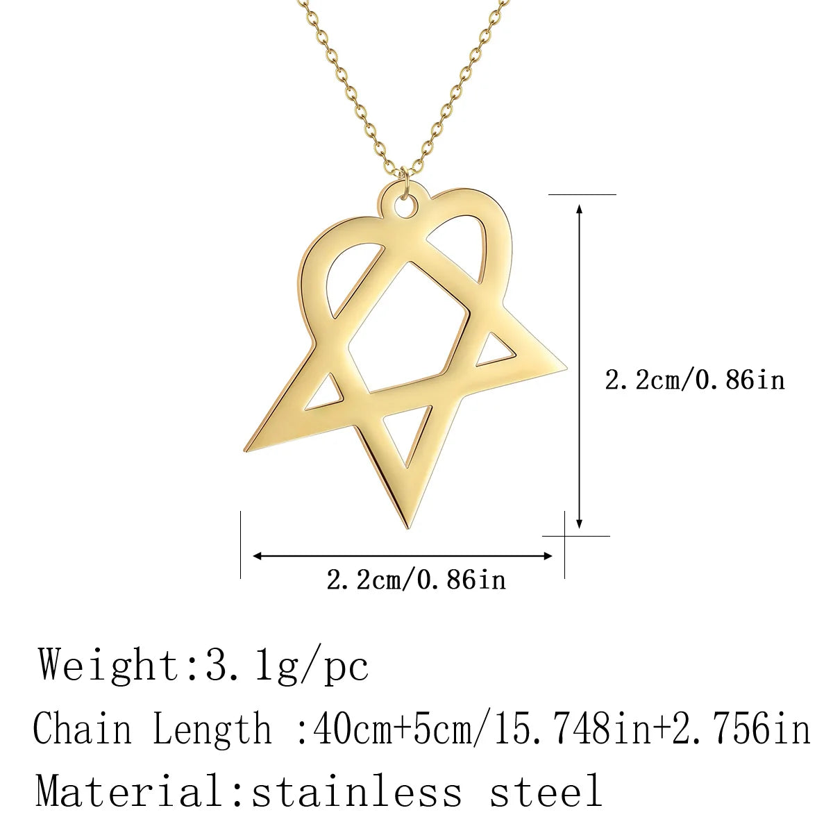 Geometric Triangle Star Necklace — Stainless Steel