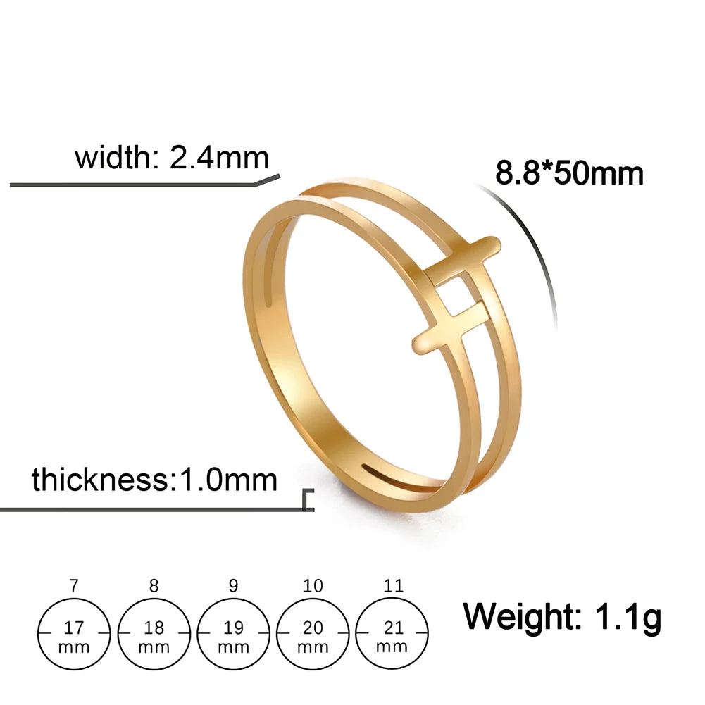 Gothic Wedding Cross Ring — Stainless Steel