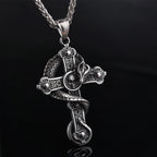 Gothic Skull Cross Dragon Pendant Necklace — Stainless Steel