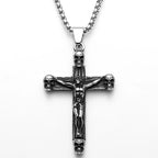 Cross Skull Jesus Pendant Necklace Stainless Steel