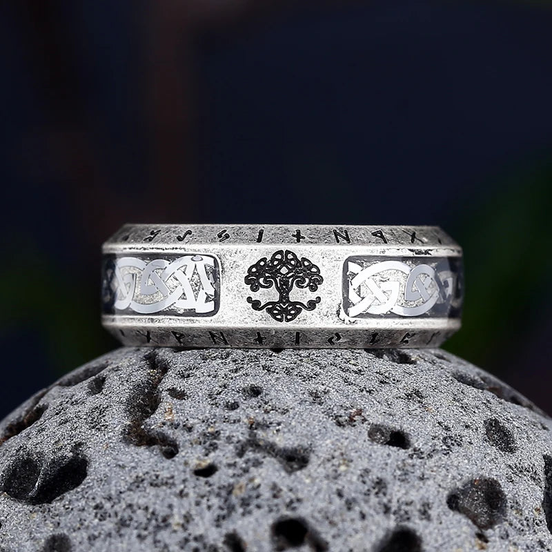 Viking Tree of Life Celtic Knot Ring — Stainless Steel