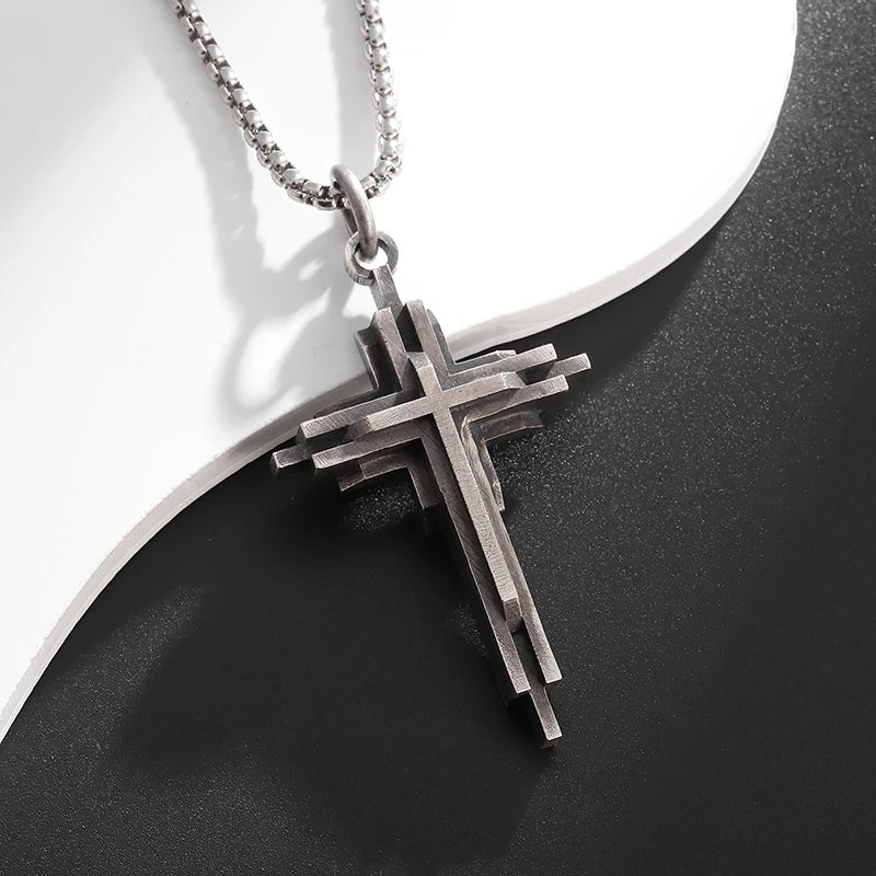 Vintage Catholic Cross Pendant Necklace — Amulet