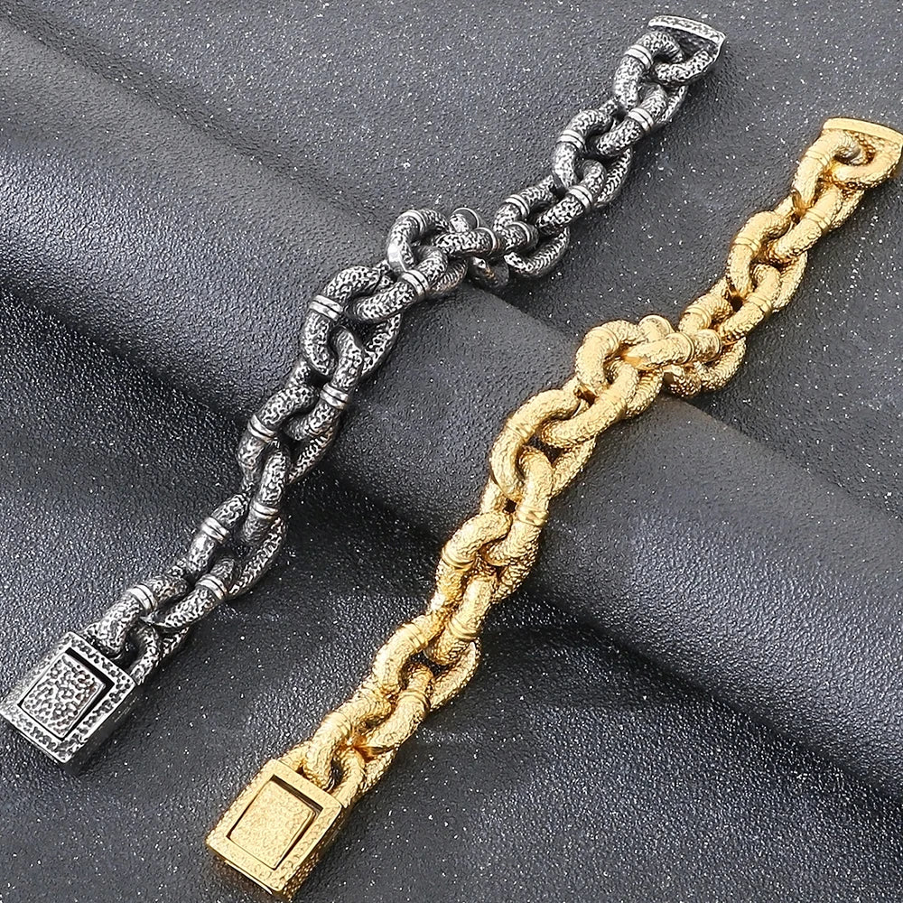 Massive 16mm Wide Link Man Bracelet for Men Vintage 316l Stainless Steel Men's Chain Bracelets Punk Jewelry Male
