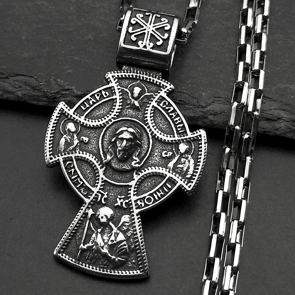 Orthodox Jesus Crucifix Cross Pendant — Stainless Steel