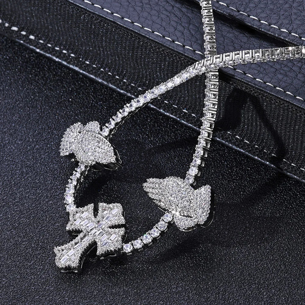 Cross Tennis Necklace Iced Out 5A CZ
