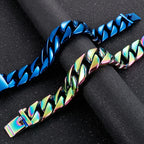 Matte Polished Gold Color Stainless Steel Men's Bracelet for Man 20MM Curb Link Chain Wrist On Hand Bands Jewelry
