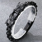 Double Wolf Head Link Chain Bracelet for Man 316L Stainless Steel Biker Charm Bracelets Vintage Punk Motorcycle Viking