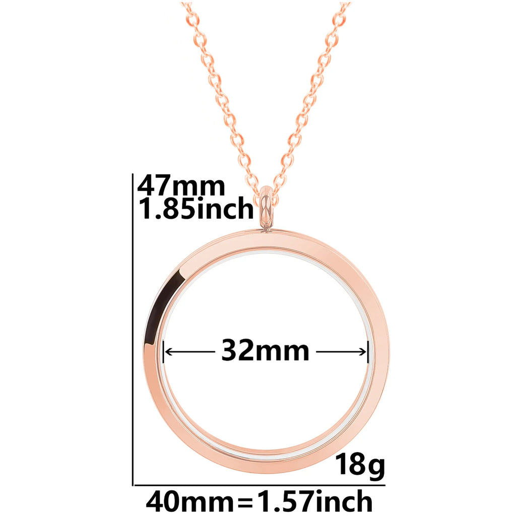 Round Pendant Necklace Locket Charm Stainless Steel Necklaces For Women Men Jewelry Chain Around Neck Necklace Decoration Gifts