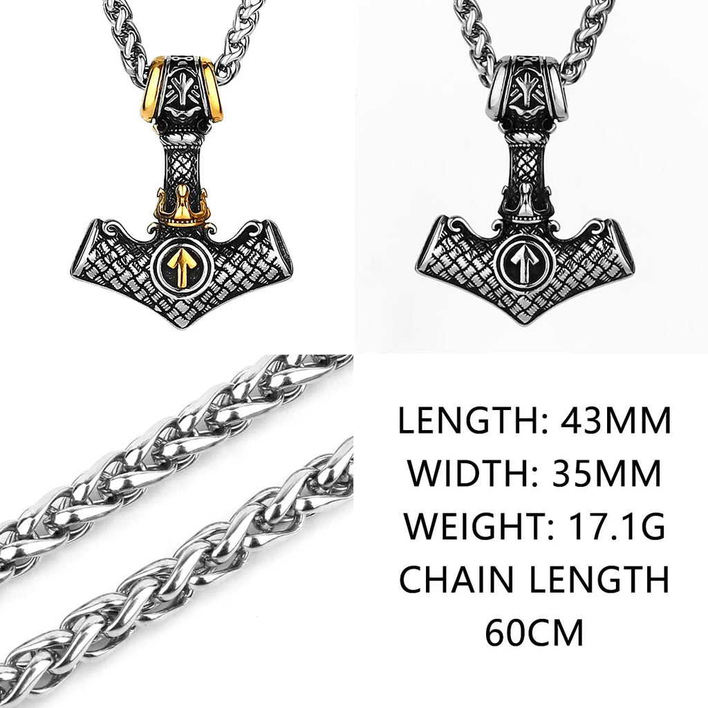 Original Viking Stainless Steel Thor Hammer Multiple Styles Domineering Unisex Necklace Pendant Boyfriend Gift