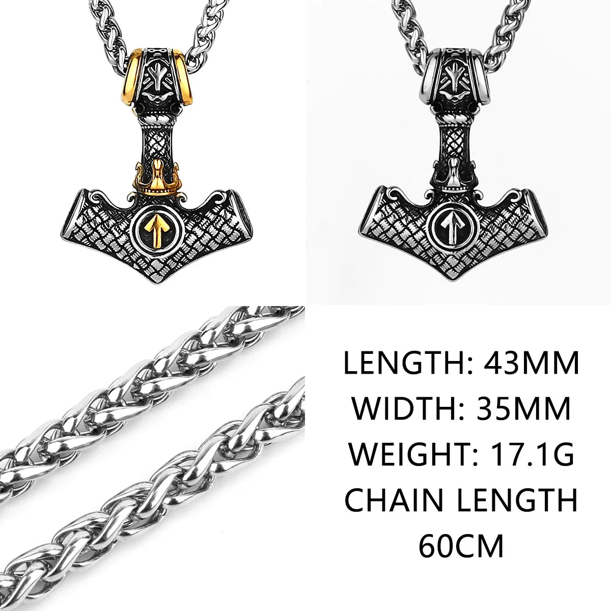 Original Viking Stainless Steel Thor Hammer Multiple Styles Domineering Unisex Necklace Pendant Boyfriend Gift