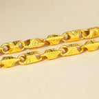 New luxury real gold jewelry 24k certifid square necklace men's elegant simple clavicle chain gifts for boyfriend