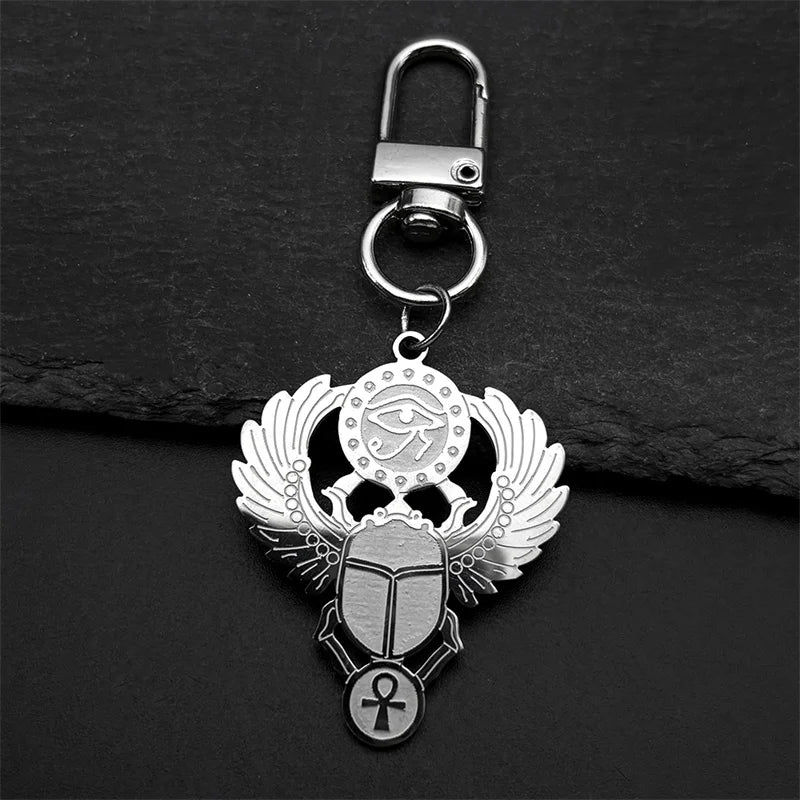 Egyptian Scarab Eye of Ra Horus Symbol Necklaces Stainless Steel Gold Color Ankh Key Of Life Necklace Jewelry collares